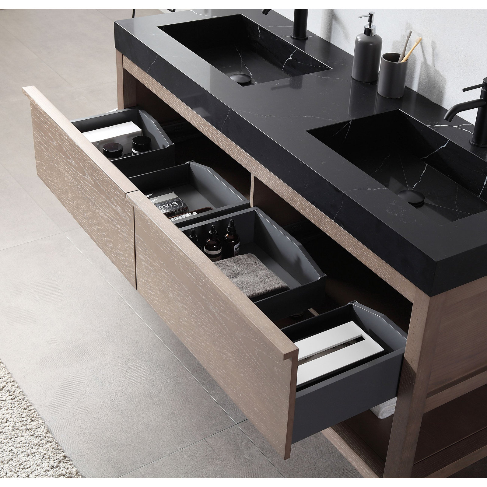 Ariane 60" Double Bathroom Vanity Set, Chestnut