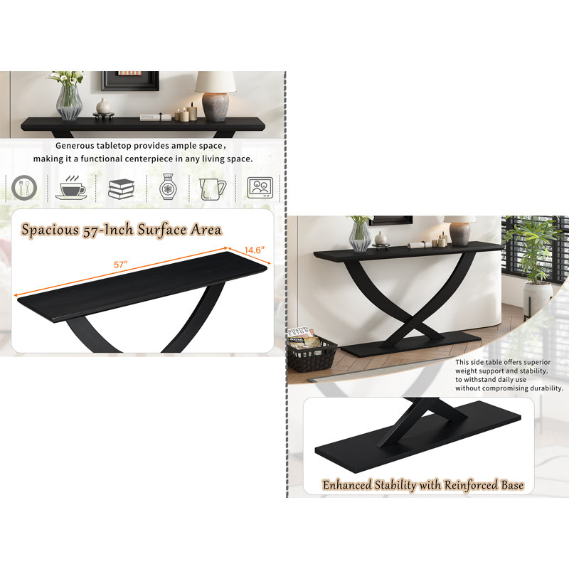 Console Table With Cross-leg, Black