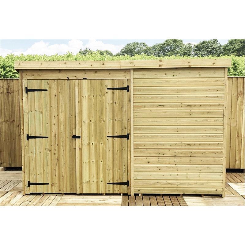 Roldene 10 ft. W x 8 ft. D Solid Wood Garden Shed, 9 ft. W x 7 ft. D