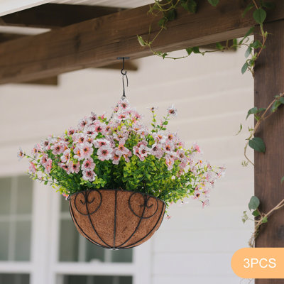 3 pièces de fleurs artificielles suspendues pour suspendre un panier à l'extérieur
