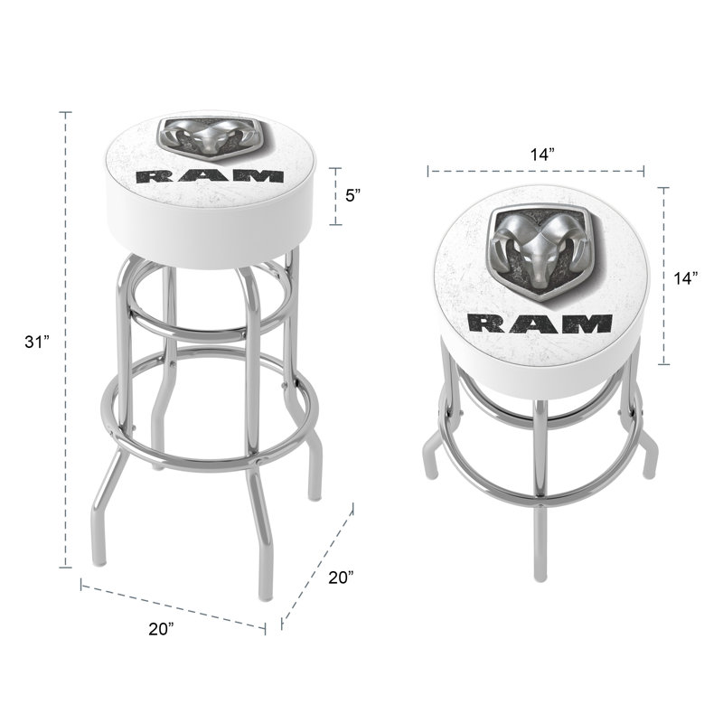 Swivel Upholstered Counter Stool with Metal Frame, White