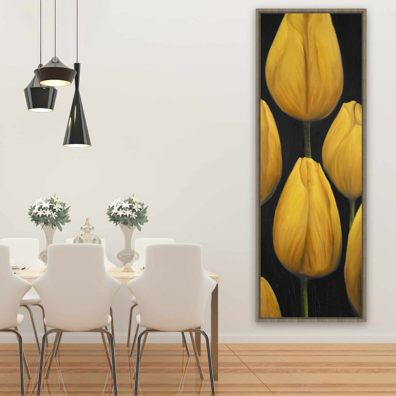 Six fleurs de jonquilles - Toile encadrée de salon jaune