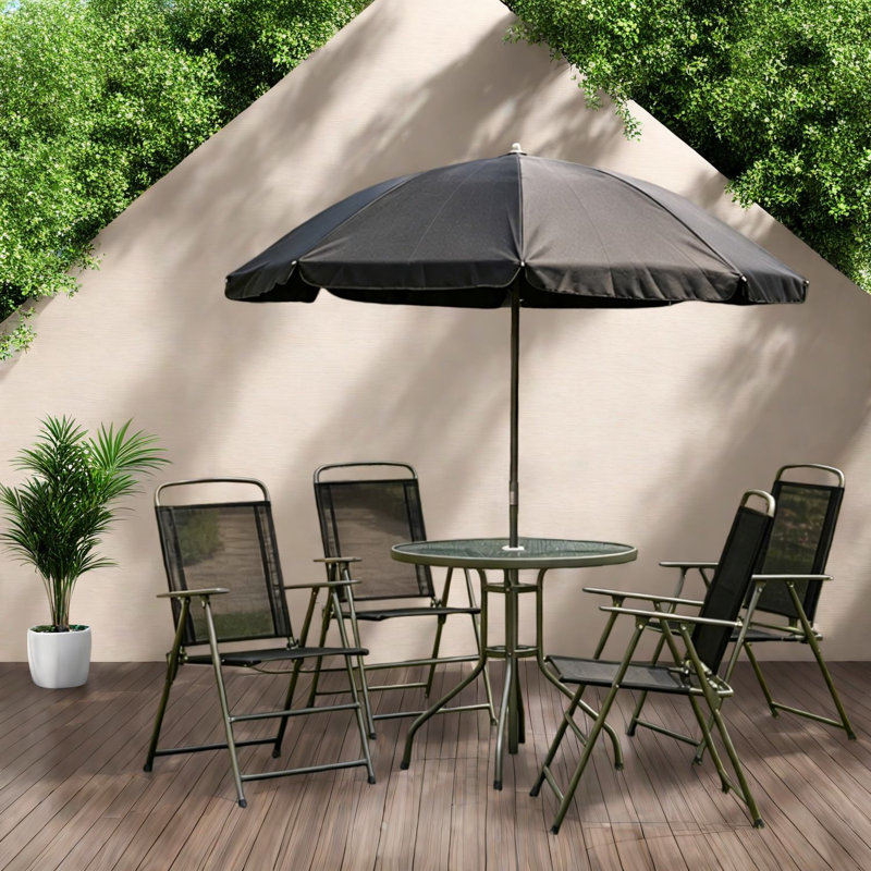 Ensembles de salle à manger portatifs de patio, salle à manger d'extérieur compacte moderne en verre d'acier