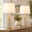 Lampe de table 26 po en résine blanche avec abat-jour en lin pré-assemblé et intensité variable 3 voies-1725959523