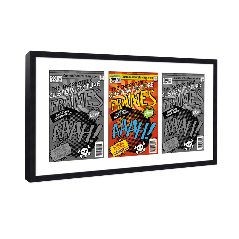 Wood Picture Frame with Mat, 7.25" x 10.5", Black/White