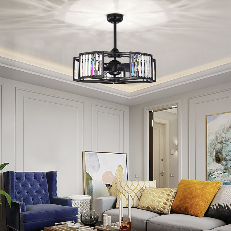 Ventilateur de plafond lustre à 3 pales 28,5 po avec télécommande et ensemble d'éclairage inclus Cercis