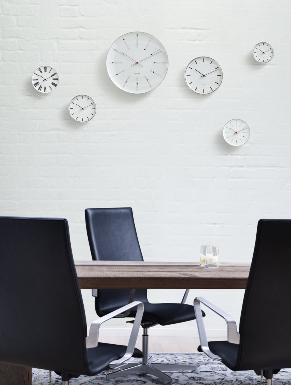Bankers Metal Wall Clock, White/Black/Red, Extra Large