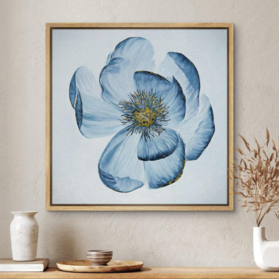 «Blooming Blue Flower With Yellow Stigma Floral Plants», art moderne pastel encadré sur toile