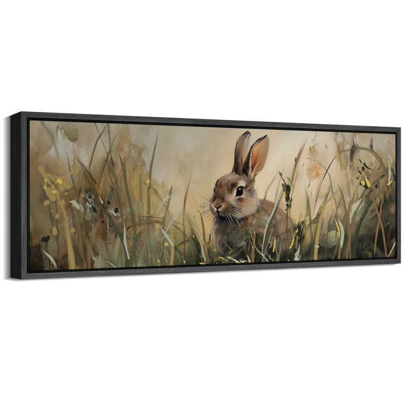 Illustration mignonne de lapin dans une prairie, impression murale de chambre de bébé, impression numérique sur toile, art numérique