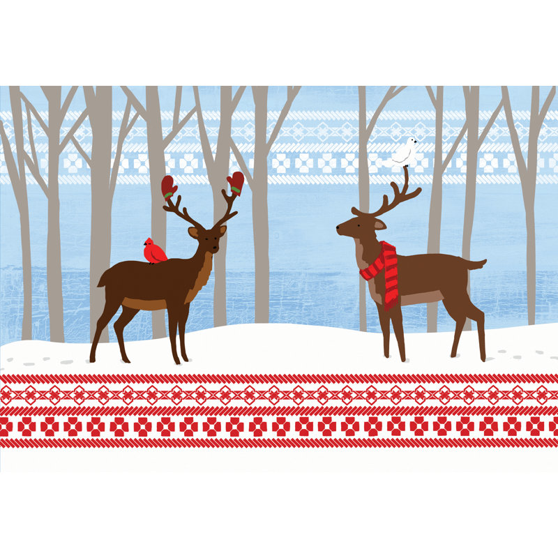 Snowy Deer 2 - Wrapped Canvas Print, 81cm H x 122cm W x 3.8cm D