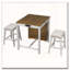 Ensemble de table de bar avec prise électrique, rangement et 2 tabourets