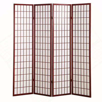 4 Panel Oriental Shoji Screen / Room Divider, Cherry