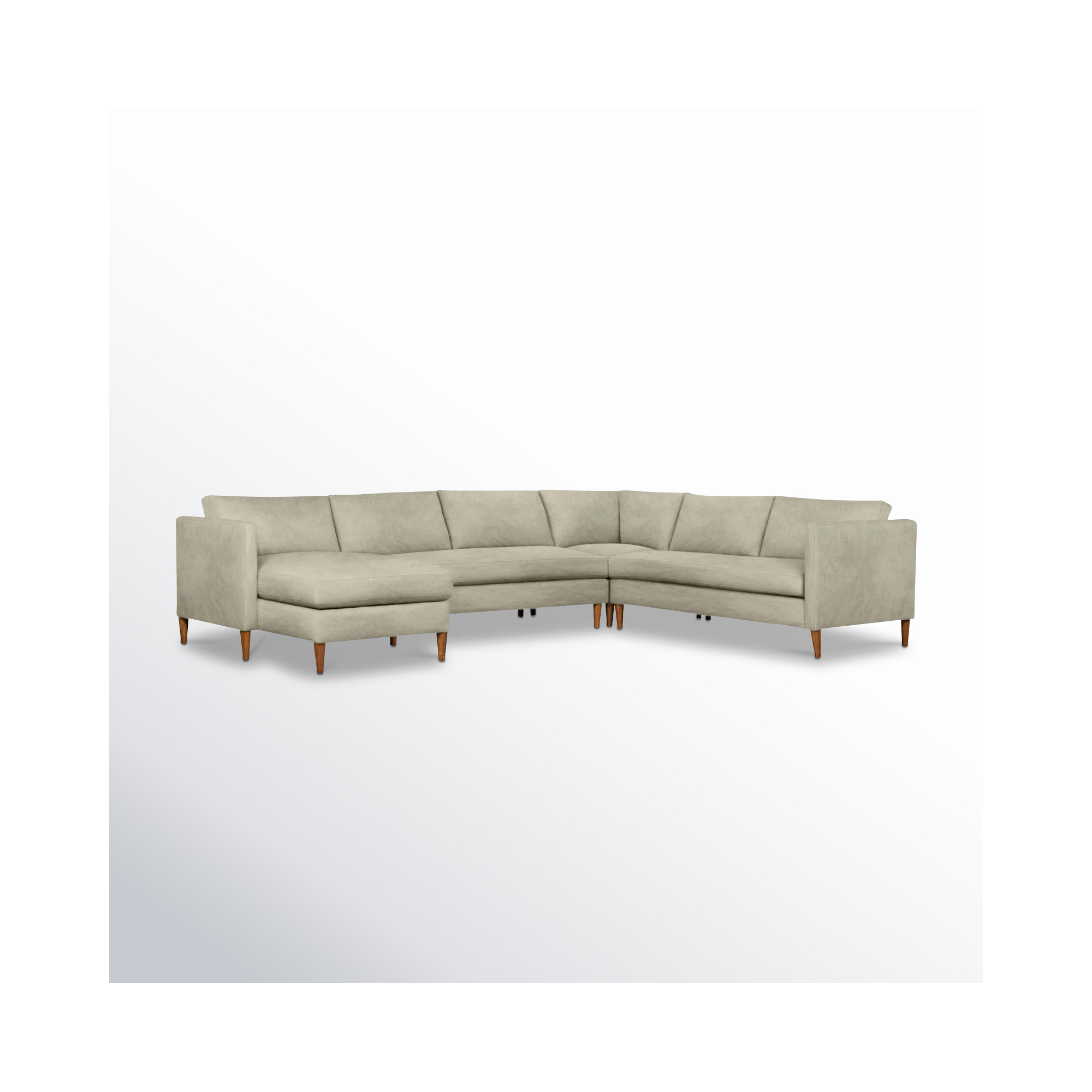 Clifford 4-Piece Upholstered Custom Sectional, Bella Beach Performance Velvet, Left Hand Facing