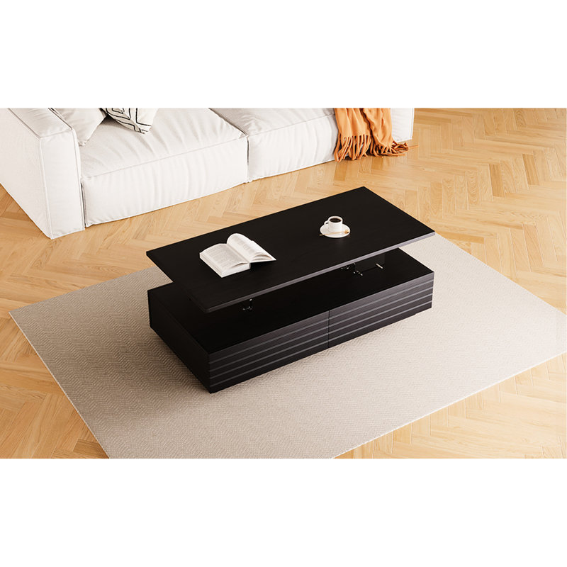 Table basse moderne avec 2 tiroirs et lumières à DEL - L'assurance de la qualité est réglable et polyvalente, Noir