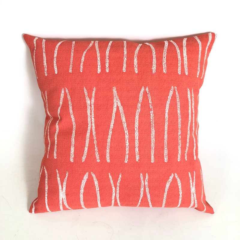 Geometric Cotton Pillow Cover, Orange