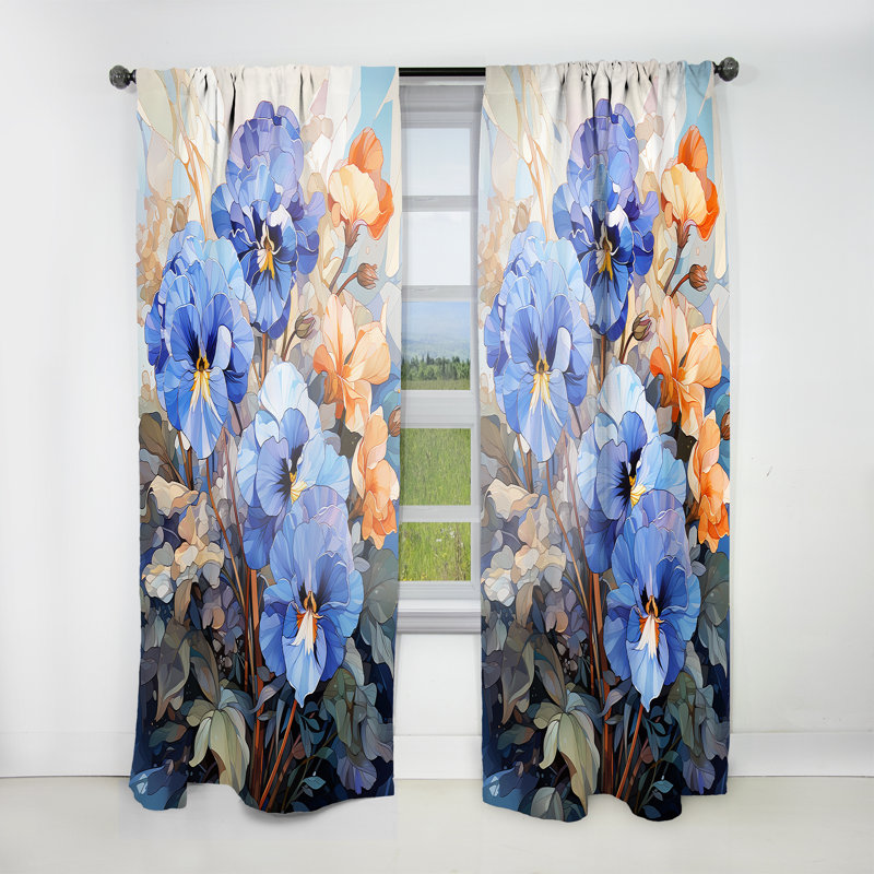 Rideau en velours traditionnel Parkside Pansy Medley III - obscurcissant - 1 panneau, L 52 po x L 84 po