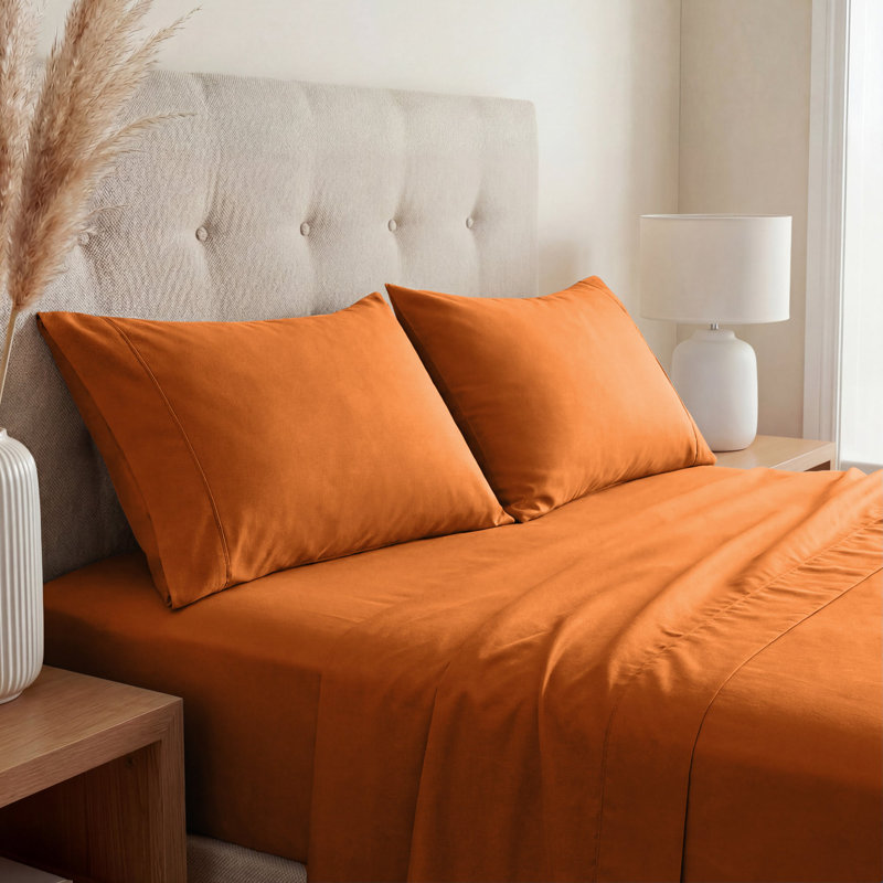 Ensemble de draps en coton mélangé à densité de tissage supérieure 800 fils Superior, Grand, rouille
