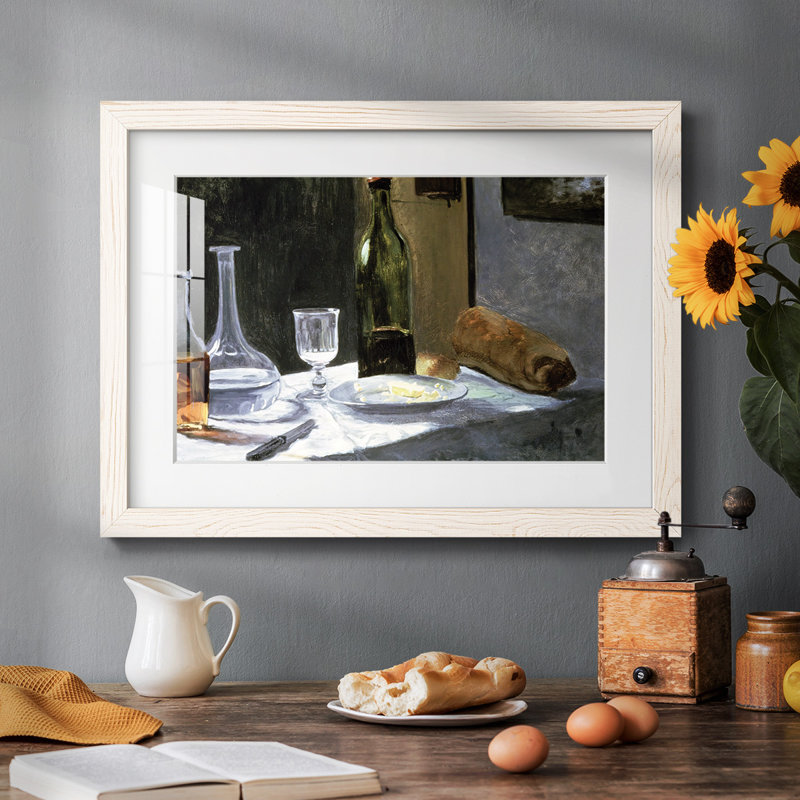 Nature morte avec des bouteilles, 1862 - reproduction encadrée rustique avec tableau mat, Blanc, H 22 po x l 32 po x P 1,5 po