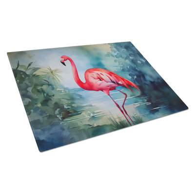 Flamingo Glass Cutting Board Large