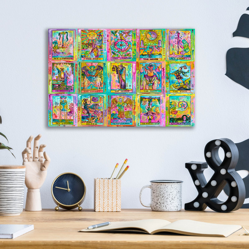 Art mural en verre Winston Porter «Dean Russo-Exclusive-tarot Card Collage» par Dean Russo, H 12 po x l 16 po x P 0,13 po