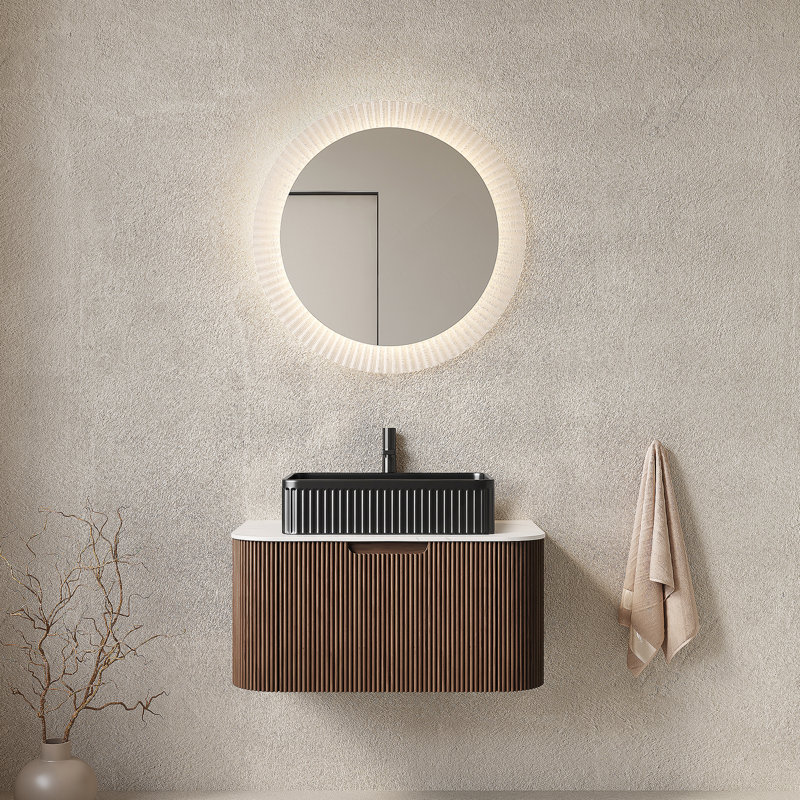Meuble-lavabo mural flottant avec lavabo et armoire de rangement, avec tiroirs, pré-assemblé pour une installation facile et une utilisation durable