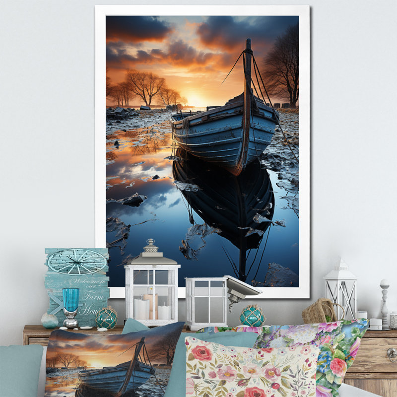 Allemagne, Allemagne, cieux hollandais, bateau sur toile, Cadre photo blanc, H 32 po x l 16 po x P 1 po