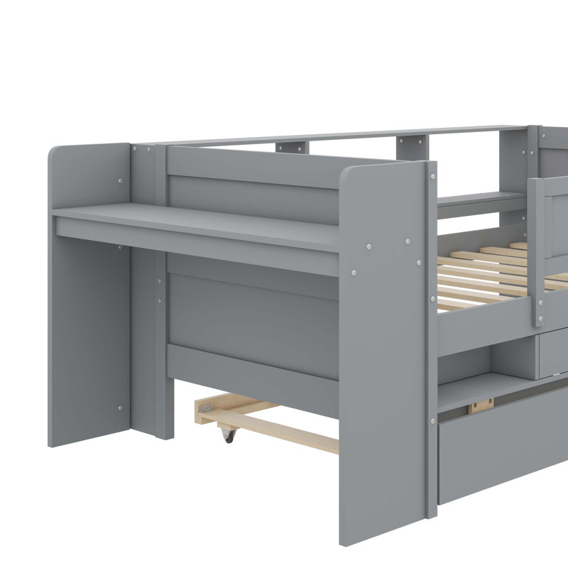 Multifunctional Twin Daybed With Built-In Drawers Headboard Storage And USB Charging Port, Grey