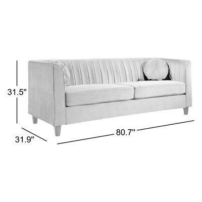 Arvilla 80.7" Velvet Rolled Arm Sofa