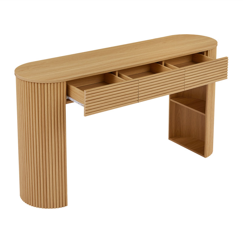 Console rétro avec rangement, Naturel