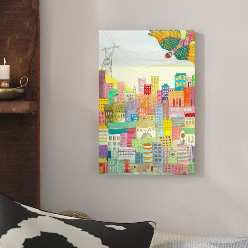 Ma ville, peinture sur toile, H 12 po x l 8 po x P 0,75 po