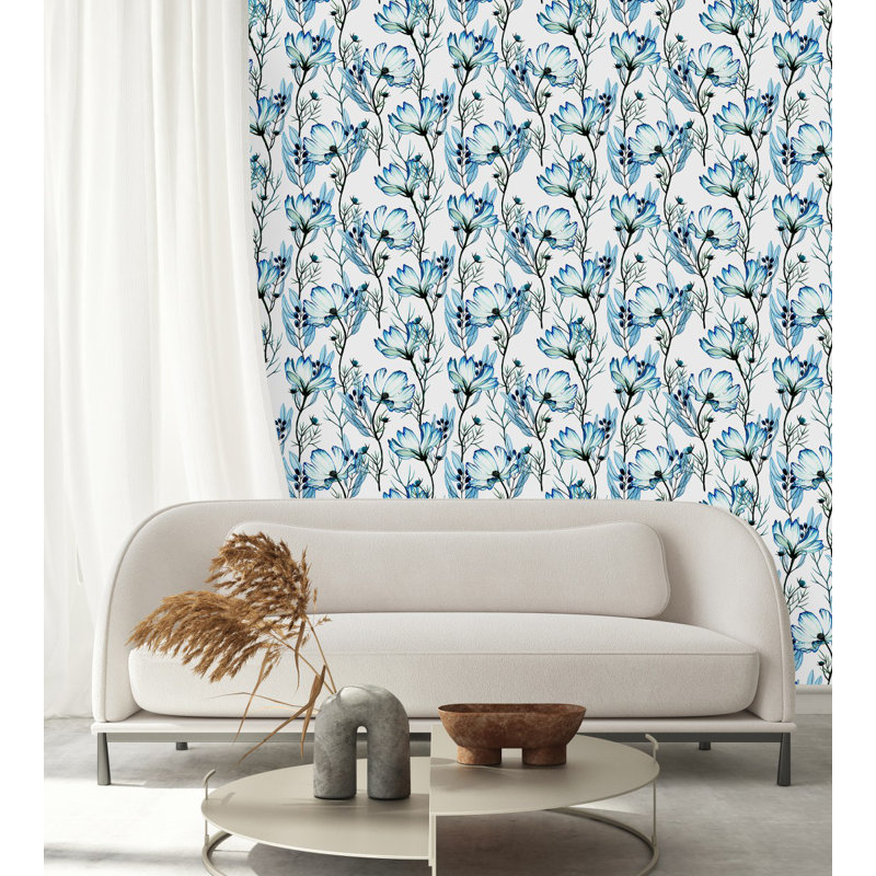 Floral Wall Mural, 2.08' W x 10.42' L