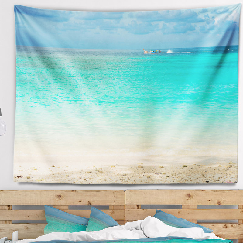 Tapisserie bleu ciel seascape tropical andaman sea, H 32 po x l 39 po