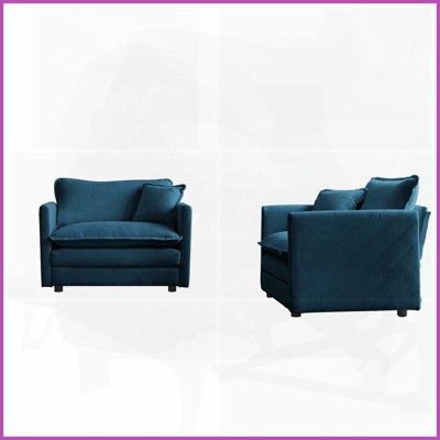 Ensemble de 2 chaises d'appoint Modern Chenille avec coussins décoratifs - Fauteuils rembourrés pour le salon, structure en bois massif