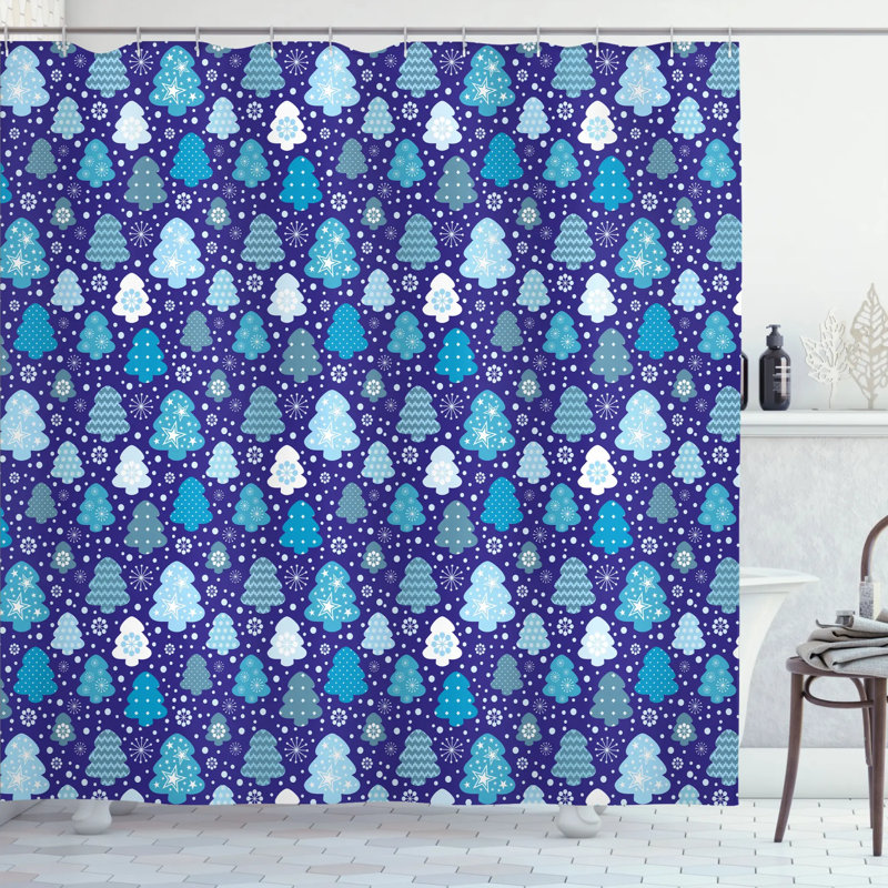 Winter Shower Curtain Set + Hooks, 70" H x 69" W