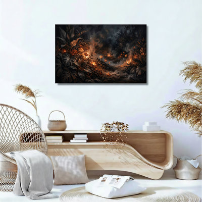Ensemble de 1 tableau sur toile à motif floral foncé