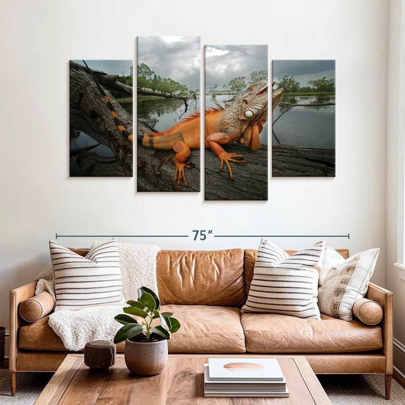 Brampt Orange Iguana, 42" H x 68" W