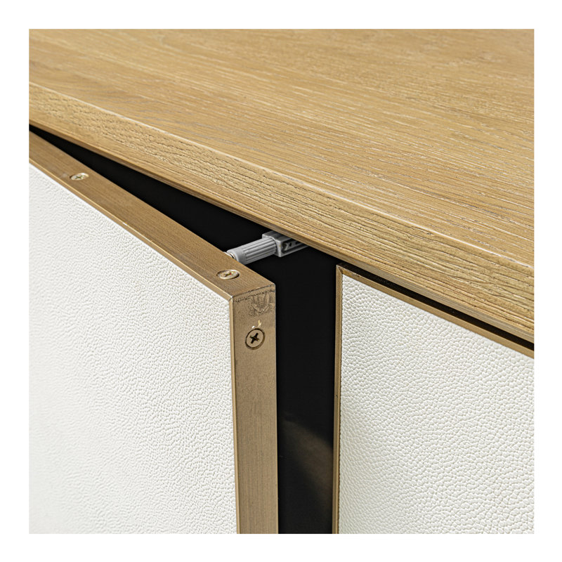 Marcelle 80'' W Solid Wood Sideboard, Brown/White