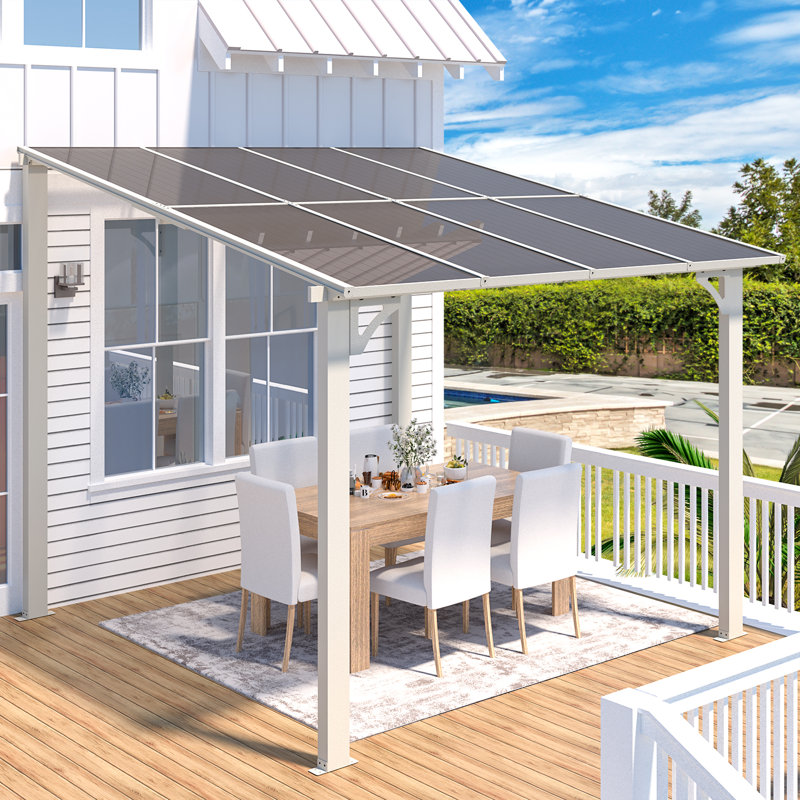 Aluminum Pergola with Canopy, 8 ft x 8 ft, White