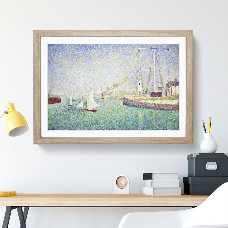Entrance of the Port of Honfleur by Georges Seurat - Picture Frame Painting, Oak Framed, 48cm H x 65cm W x 2cm D