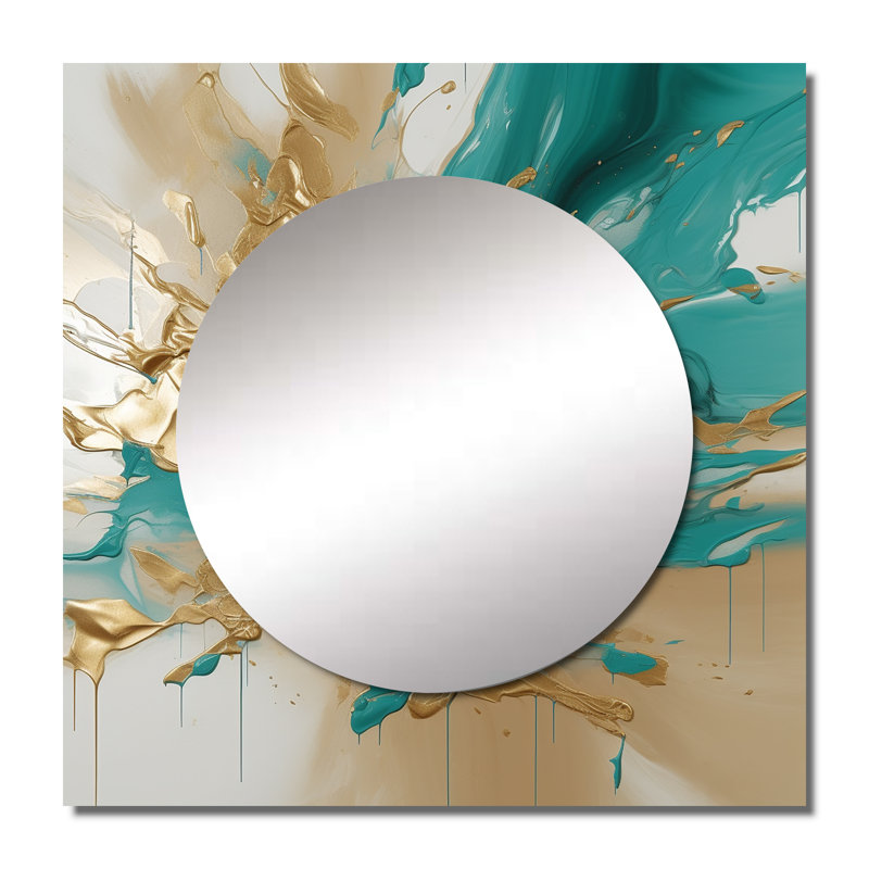Sefton - Grand miroir mural carré en marbre abstrait pour chambre à coucher, 23 po x 23 po