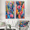 Ensemble de 2 pièces d'art mural bleues et roses, Desert Paradise III - Palmiers et palmiers