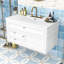 Meuble-lavabo mural flottant avec vasque en céramique, armoire murale avec 2 tiroirs de rangement-130144860