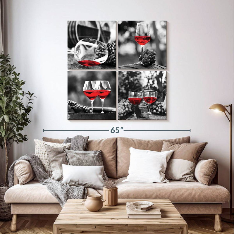 " Red Wine Glasses Pop Set " 4 - Pieces, 45" H x 45" W x 1.25" D