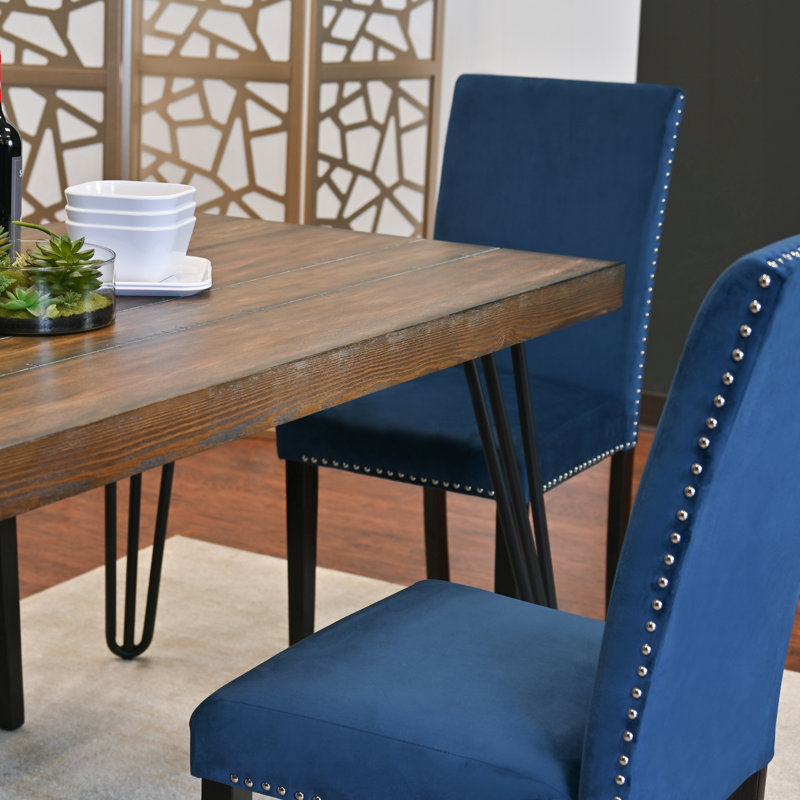Ensemble de salle à manger 5 pièces Ashpin, table à manger en épingle à cheveux avec 4 chaises, 3 options de couleurs, Blue