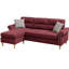 Canapé modulaire réversible 2 pièces Red Velvet avec 2 coussins décoratifs, assise mi-ferme, dossier coussiné, accoudoirs roulés, convient aux petits espaces