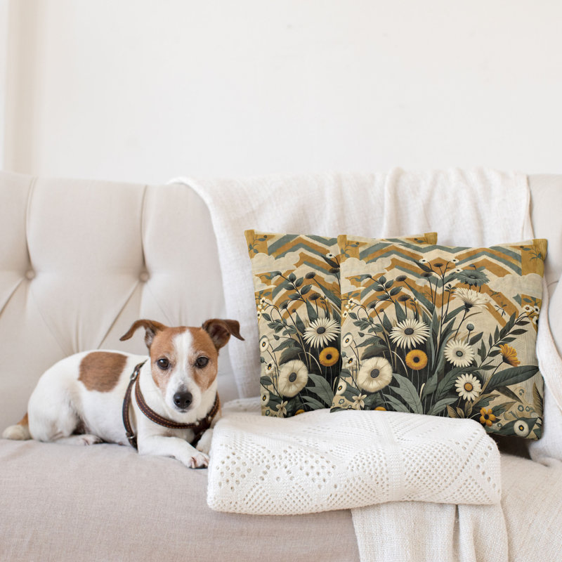 429855_Ambesonne, housse de coussin décoratif floral en eucalyptus 2, paquet Century Modern, H 18 po x l 18 po