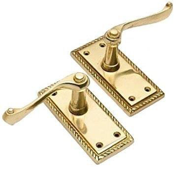  3 Pair Georgian Lever Latch Handles in Polished Brass - 107mm x 48mm