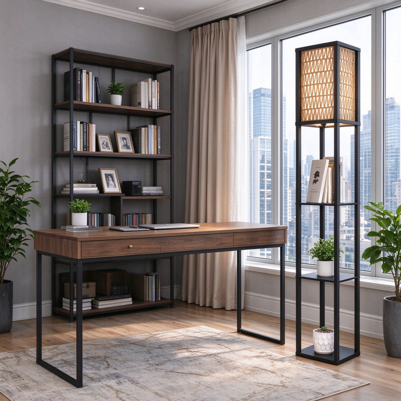 Lampe sur pied en rotin Boho