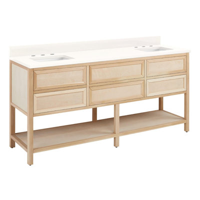 72"" Robertson Vanity with Rectangular Undermount Sinks - Unfinished - Arctic White Widespread -  Signature Hardware, 483654