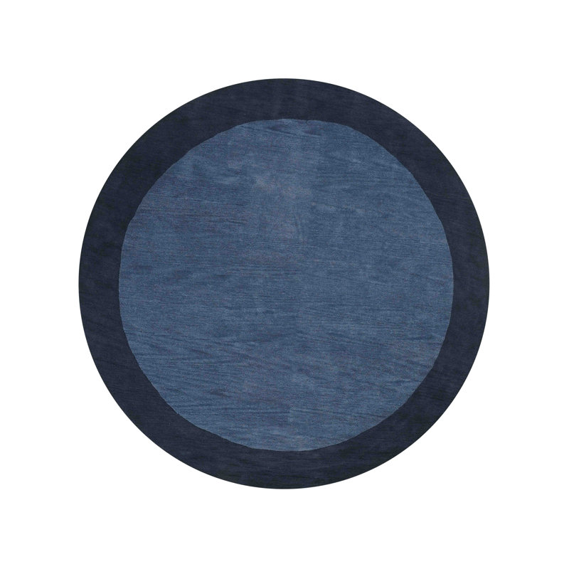 Helena Hand Tufted Wool Eco-Friendly Area Rugs - Round, Blue Color, Contemporary Modern Design, High Pile Thick Handmade Anti Skid Area Rugs for Living Room, Bed Room